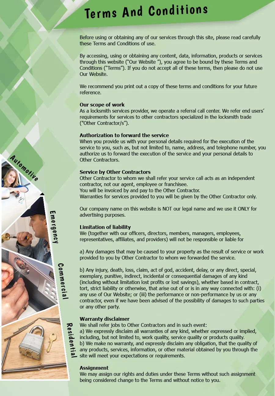 Hopedale Locksmith Service Hopedale, MA 508-980-7047 - TermsAndConditions-2